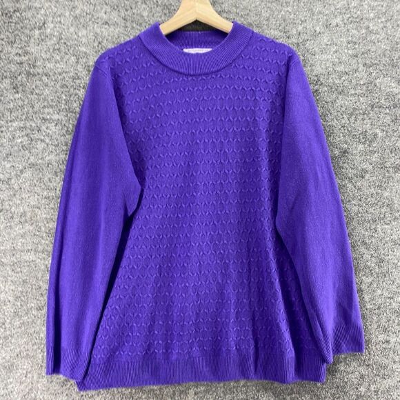 Allison Daley Sweater Pullover Women 1X Plus Blue Knit Crew Neck Long Sleeve - Picture 4 of 9
